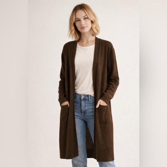 Topshop Sweaters - Topshop Size US 10 Brown Open Front Oversized Cardigan Cozy Minimalist Layering